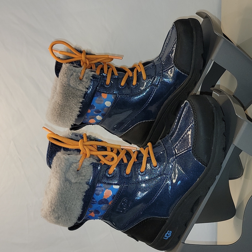 UGG Butte II Blue Sparkle Orange UGG Pure Wool Lined Waterproof Boots kids size2